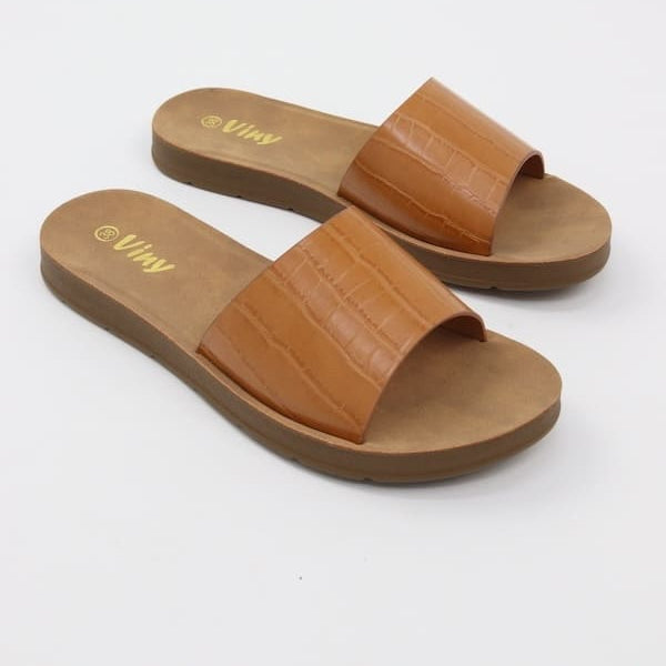 Women's Alligator Texture Slides