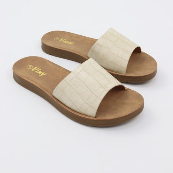 Women's Alligator Texture Slides