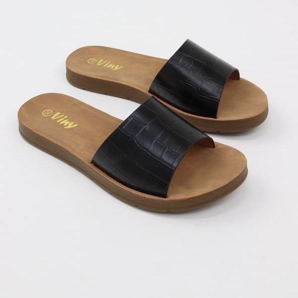 Women's Alligator Texture Slides