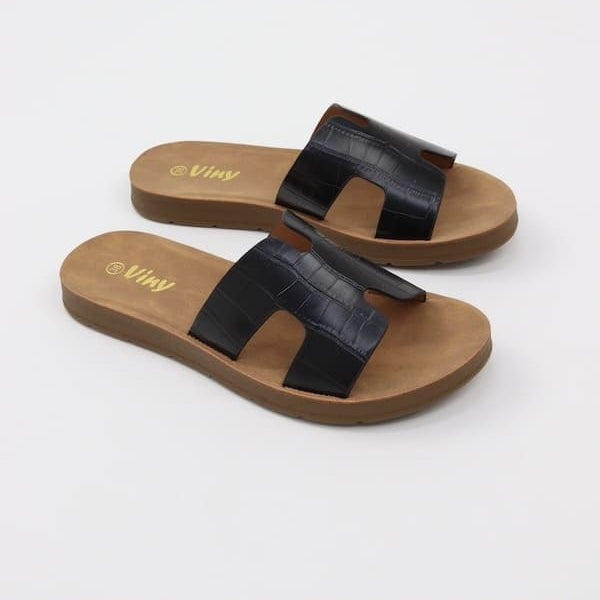 Women's Alligator Texture Slides