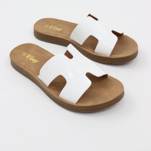 Women's Alligator Texture Slides