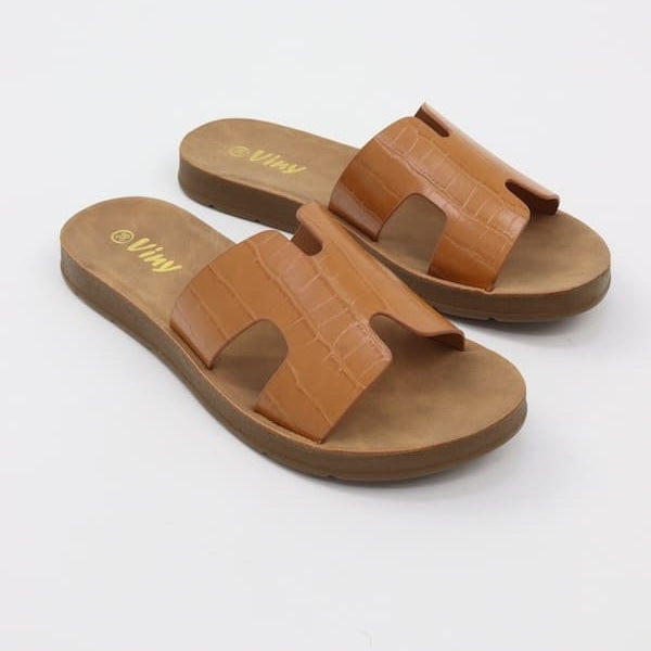 Women's Alligator Texture Slides