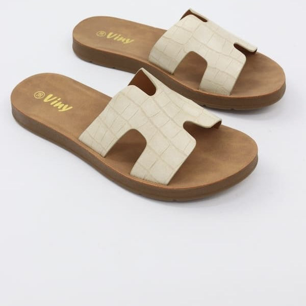 Women's Alligator Texture Slides