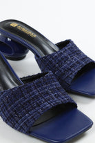 Women's Knitted Block Mules - Navy Blue