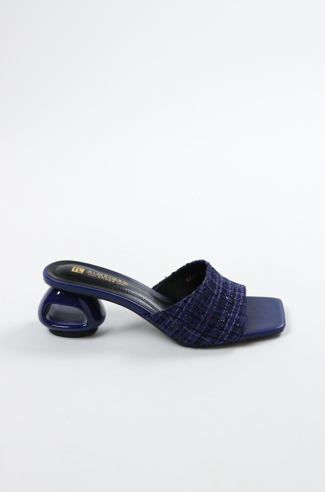 Women's Knitted Block Mules - Navy Blue