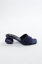 Women's Knitted Block Mules - Navy Blue