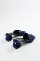 Women's Knitted Block Mules - Navy Blue