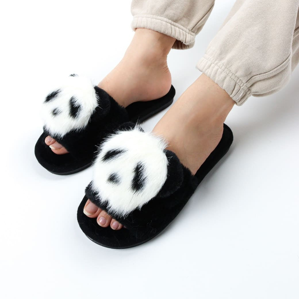 Faux Fur Panda Slipper For Women