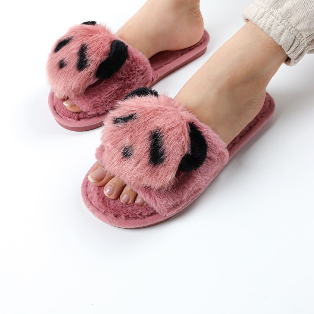 Viny - Faux Fur Panda Slipper For Women