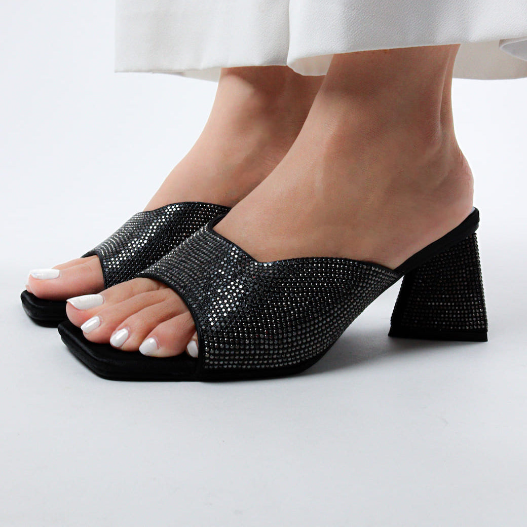 Women's Diamond Embellished Block Heels