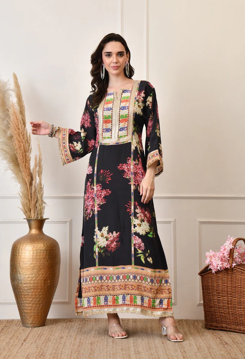 Black Floral Long Dress