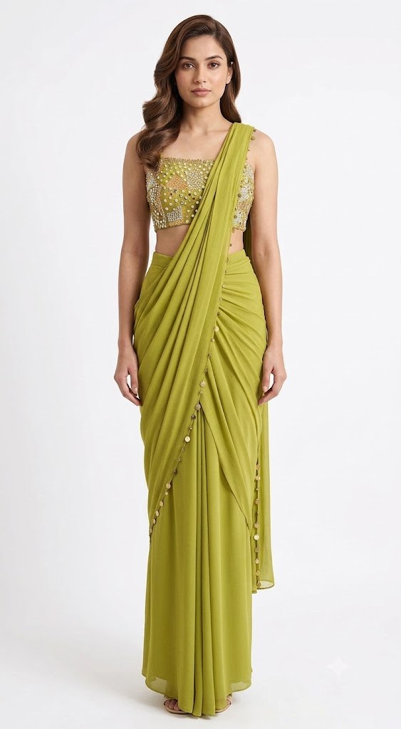 Olive Gold Saree