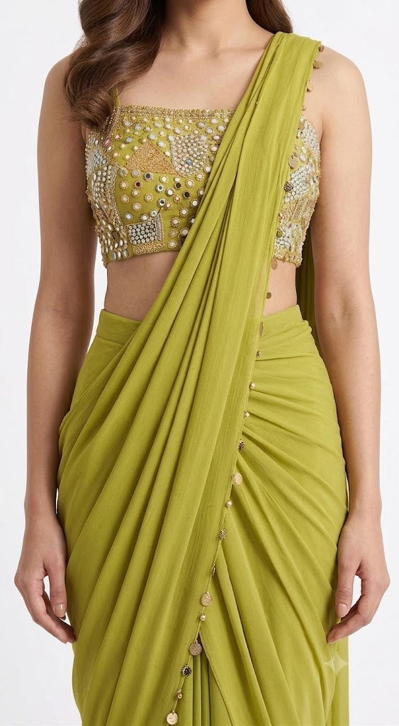 Olive Gold Saree