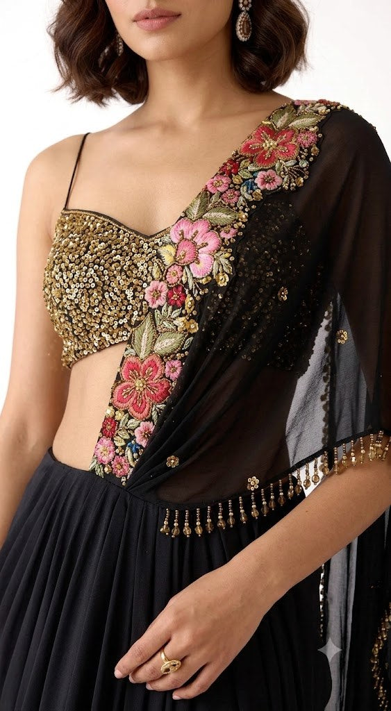 Black Embellished Saree