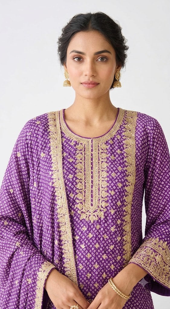 Purple Printed Sharara Set