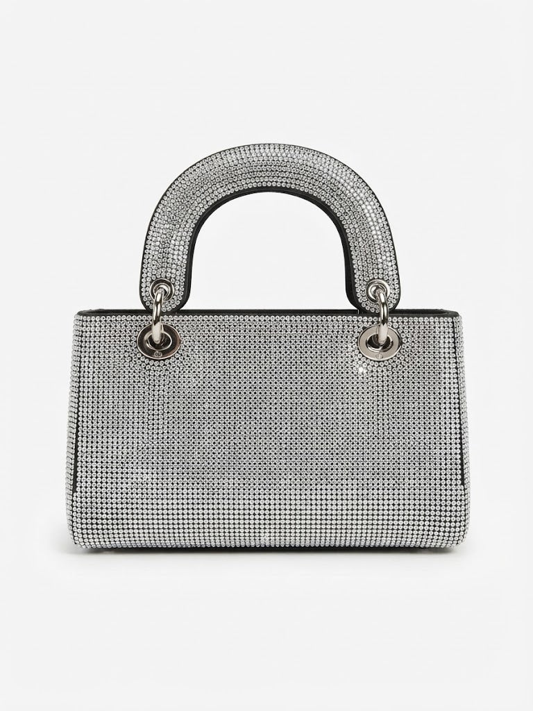 Viny Crystal Top Handle Mini Bag – Rhinestone Evening Handbag
