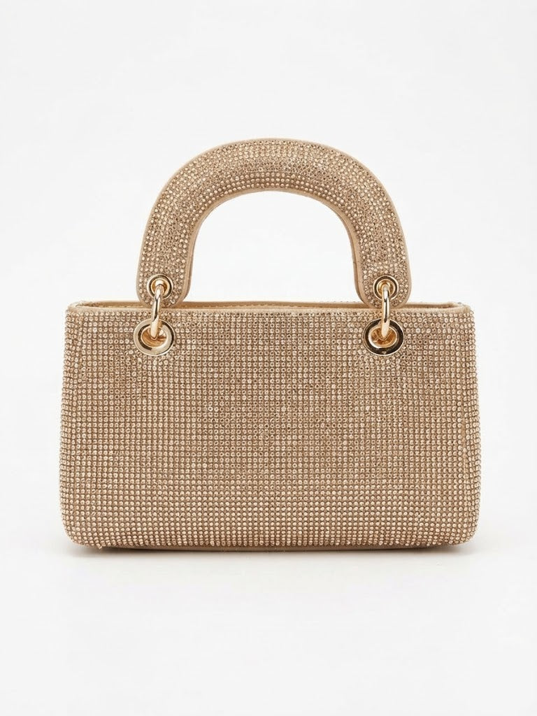 Viny Crystal Top Handle Mini Bag – Rhinestone Evening Handbag
