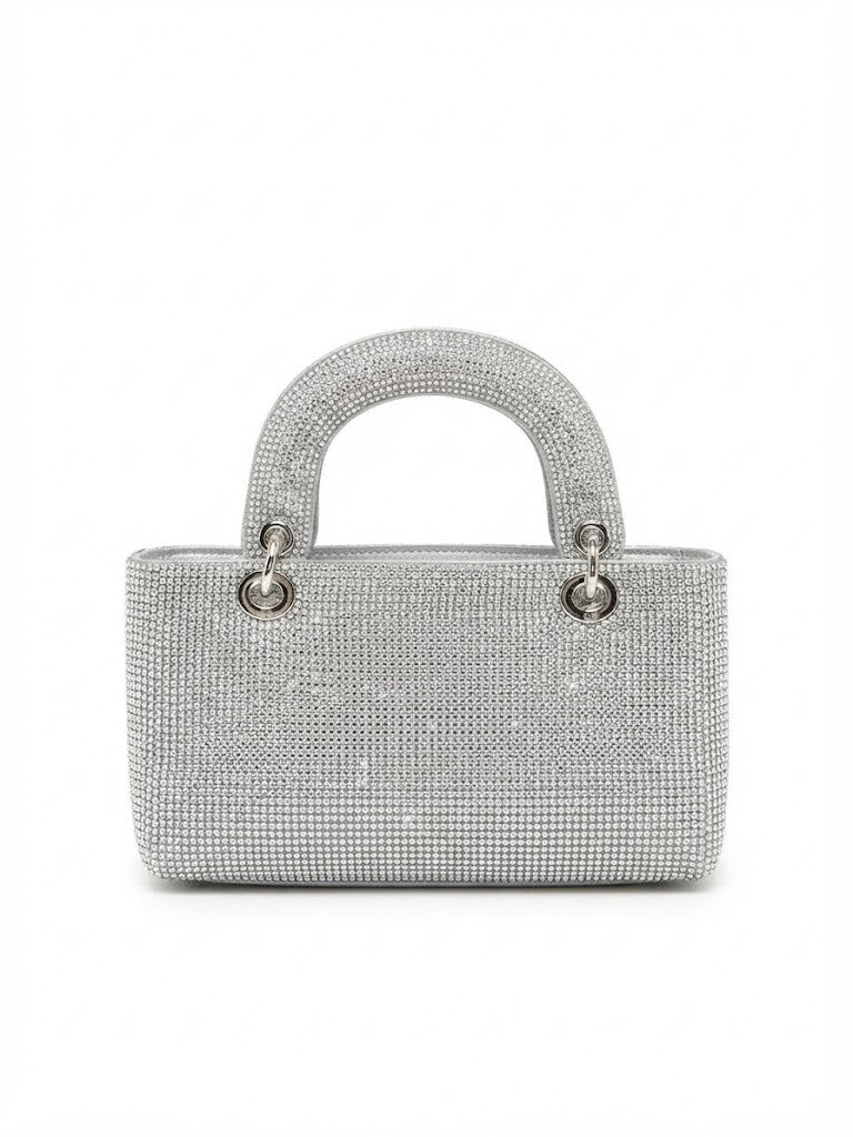 Viny Crystal Top Handle Mini Bag – Rhinestone Evening Handbag