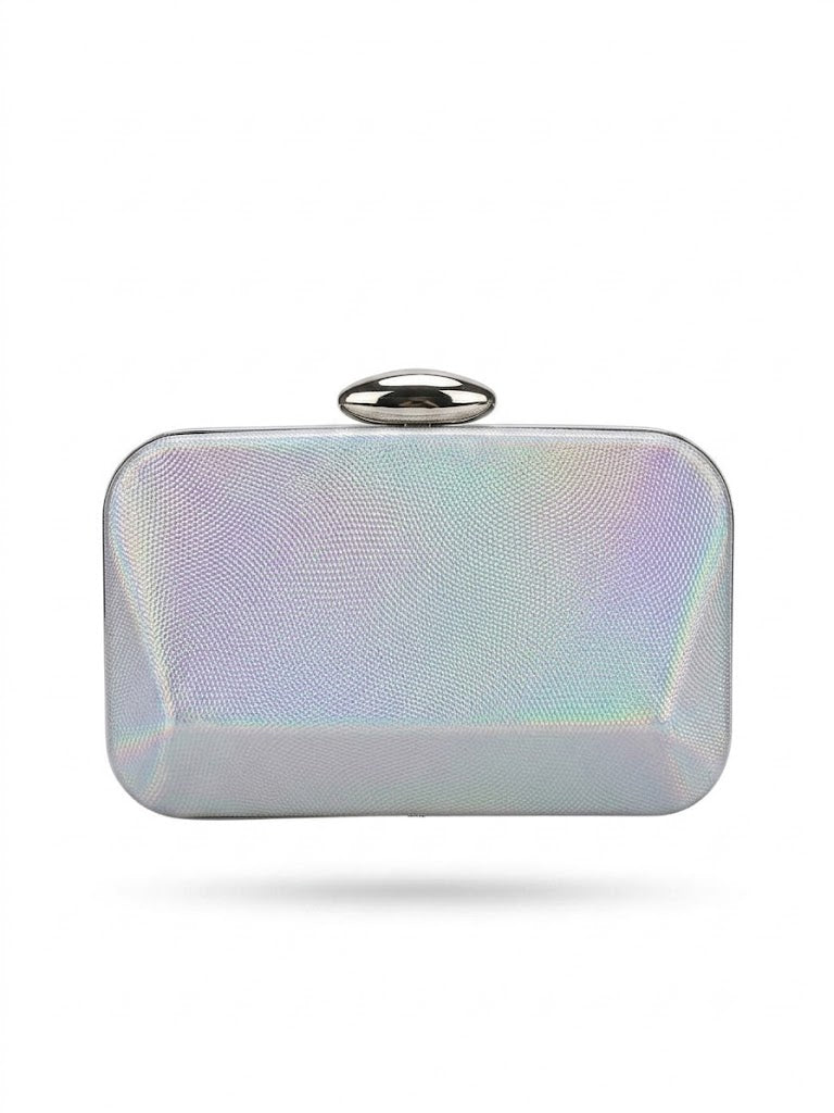 Viny Metallic Hard Shell Clutch – Textured Evening Bag