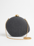 Viny Woven Oval Clutch Bag – Gold Chain