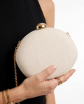 Viny Woven Oval Clutch Bag – Gold Chain