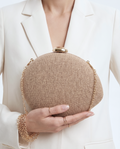 Viny Woven Oval Clutch Bag – Gold Chain