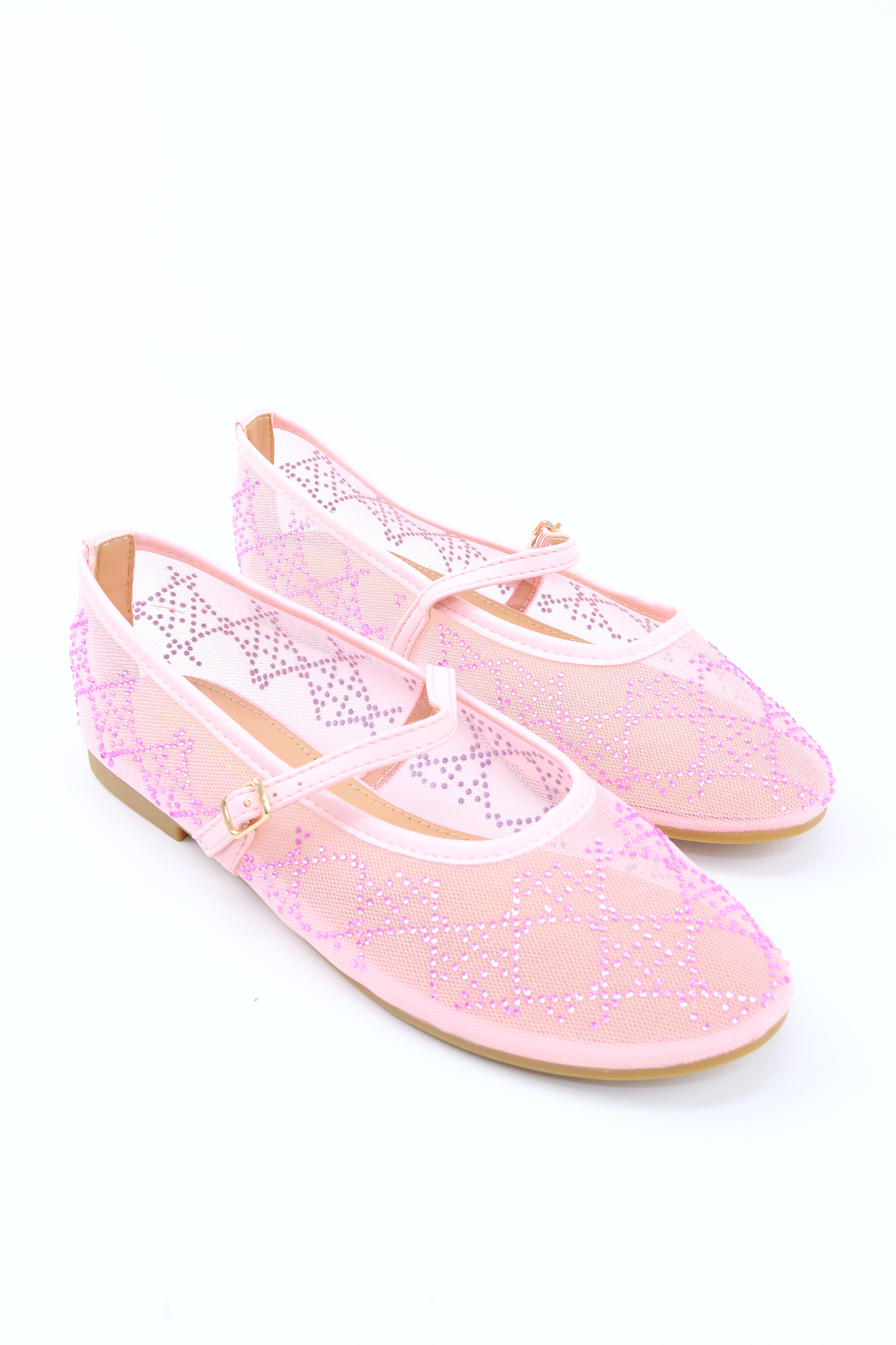 Women's Diamond Embellished Mesh Flats
