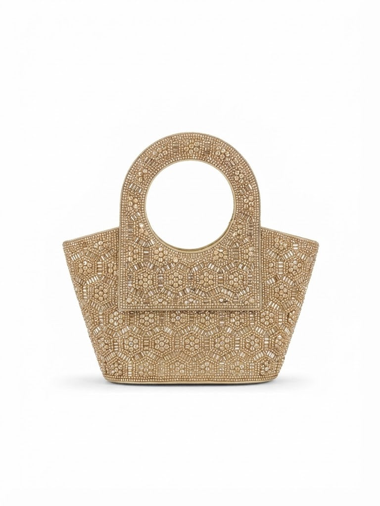Viny Crystal Bucket Bag – Rhinestone & Baguette Embellished with Crystal Ring Handle