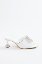 Women's White Round Sparkle Heels