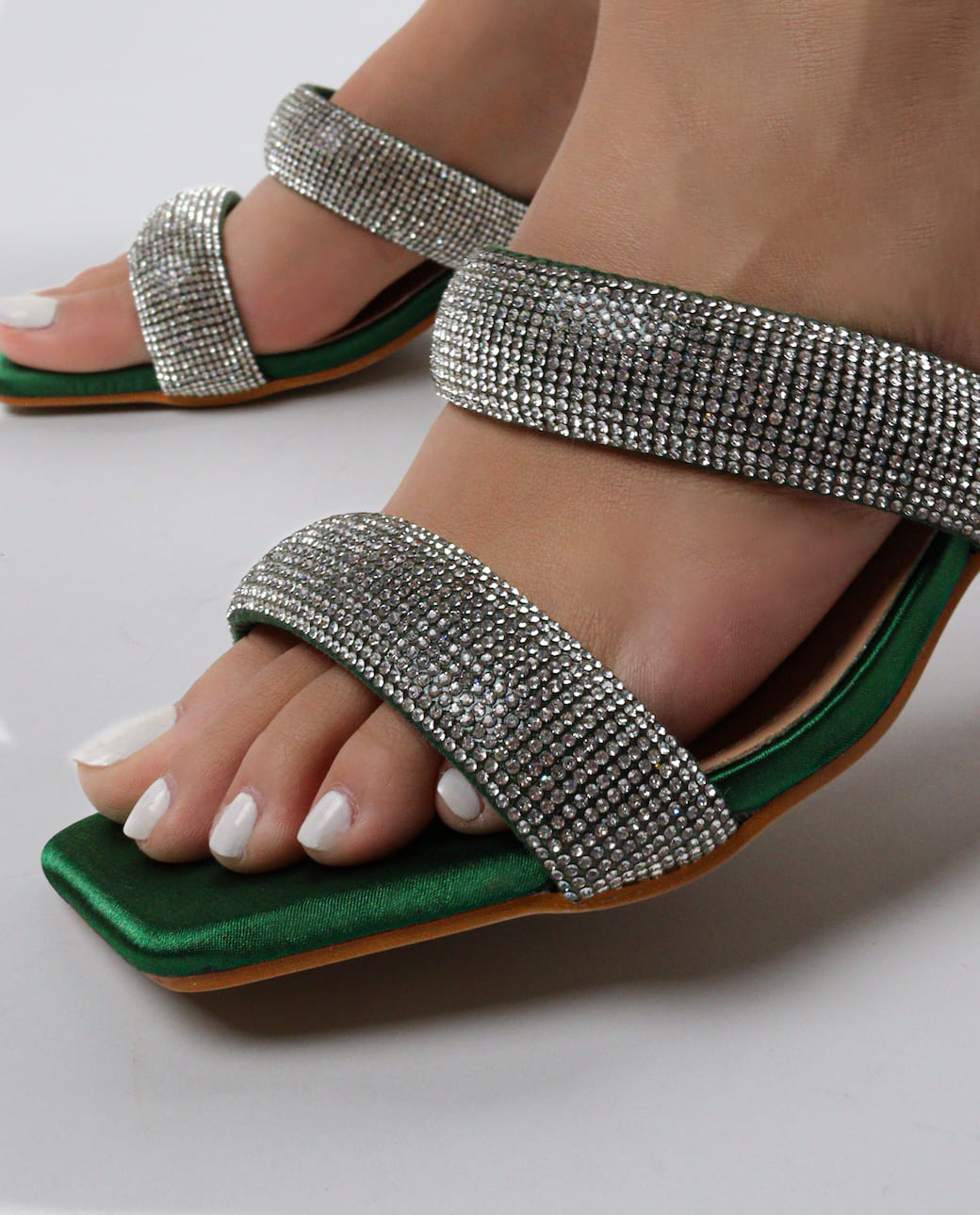 Women's Double Strap Bling Block Heels â Viny Footwear