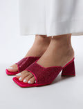 Women's Diamond Embellished Block Heels