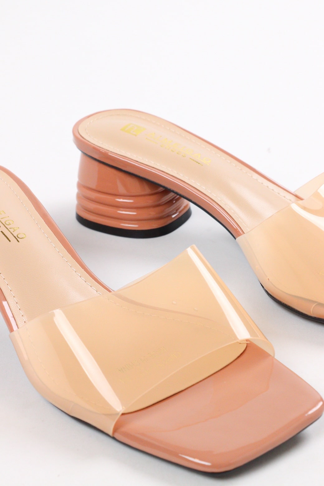 Women's Transparent Block Heels - Nude