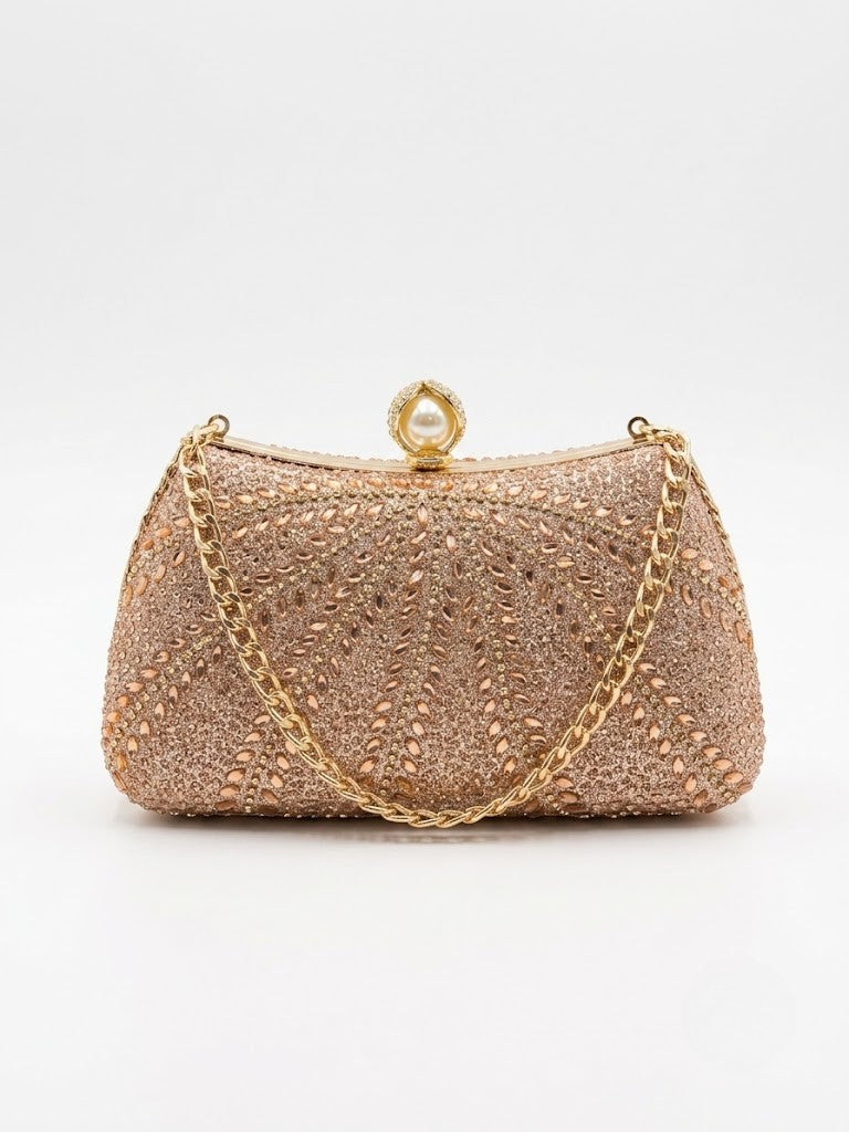 Viny Crystal Pearl Clutch Bag