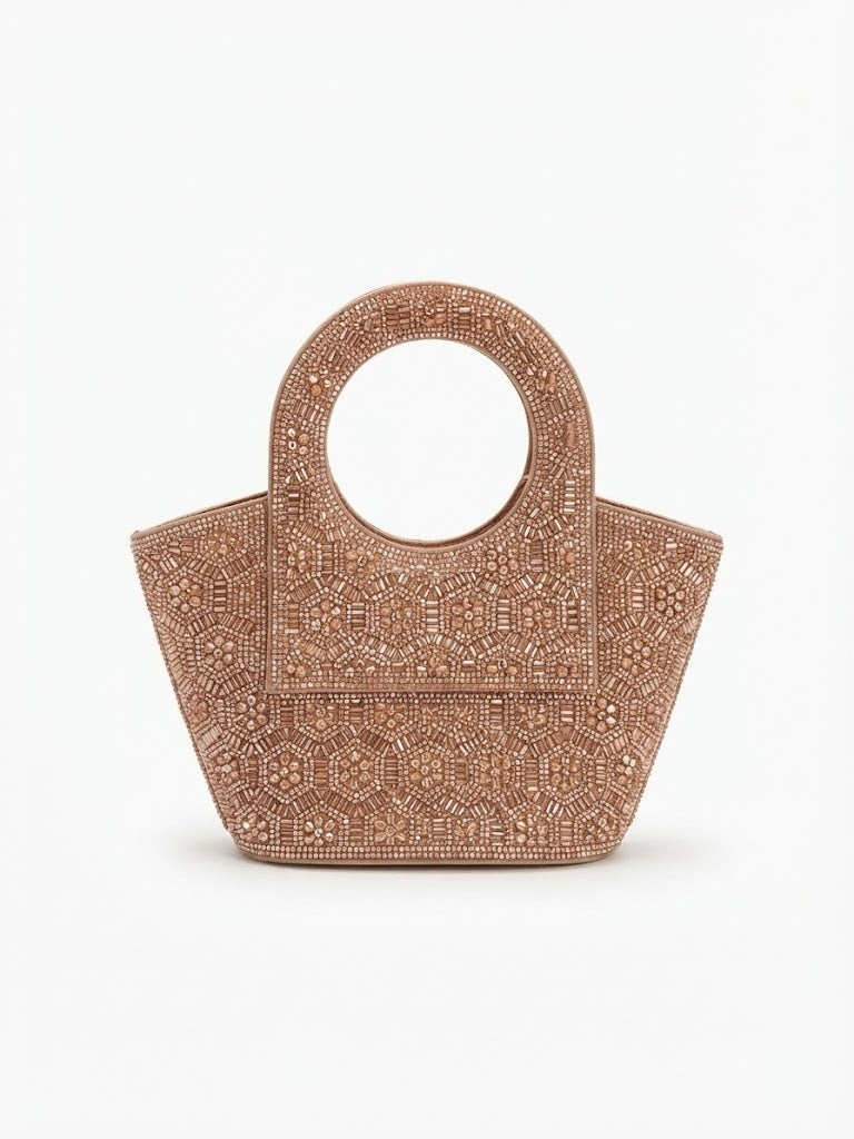 Viny Crystal Bucket Bag – Rhinestone & Baguette Embellished with Crystal Ring Handle