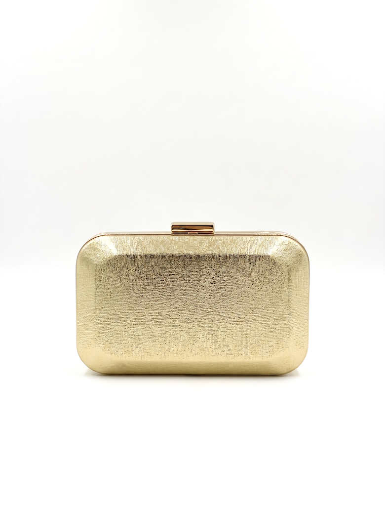 Viny Metallic Hard Shell Clutch – Textured Evening Bag