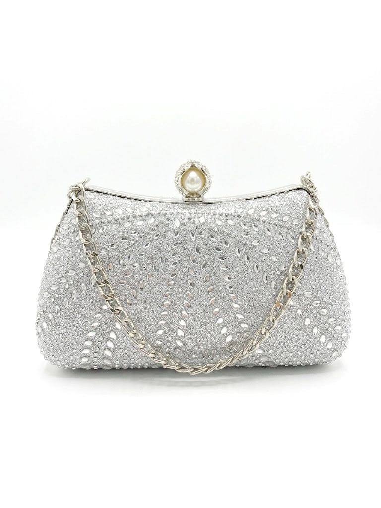 Viny Crystal Pearl Clutch Bag
