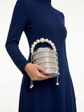 Viny Crystal Cage Bucket Bag – Pearl Beaded Handle