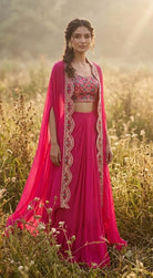 Rani Pink Cape Skirt Set