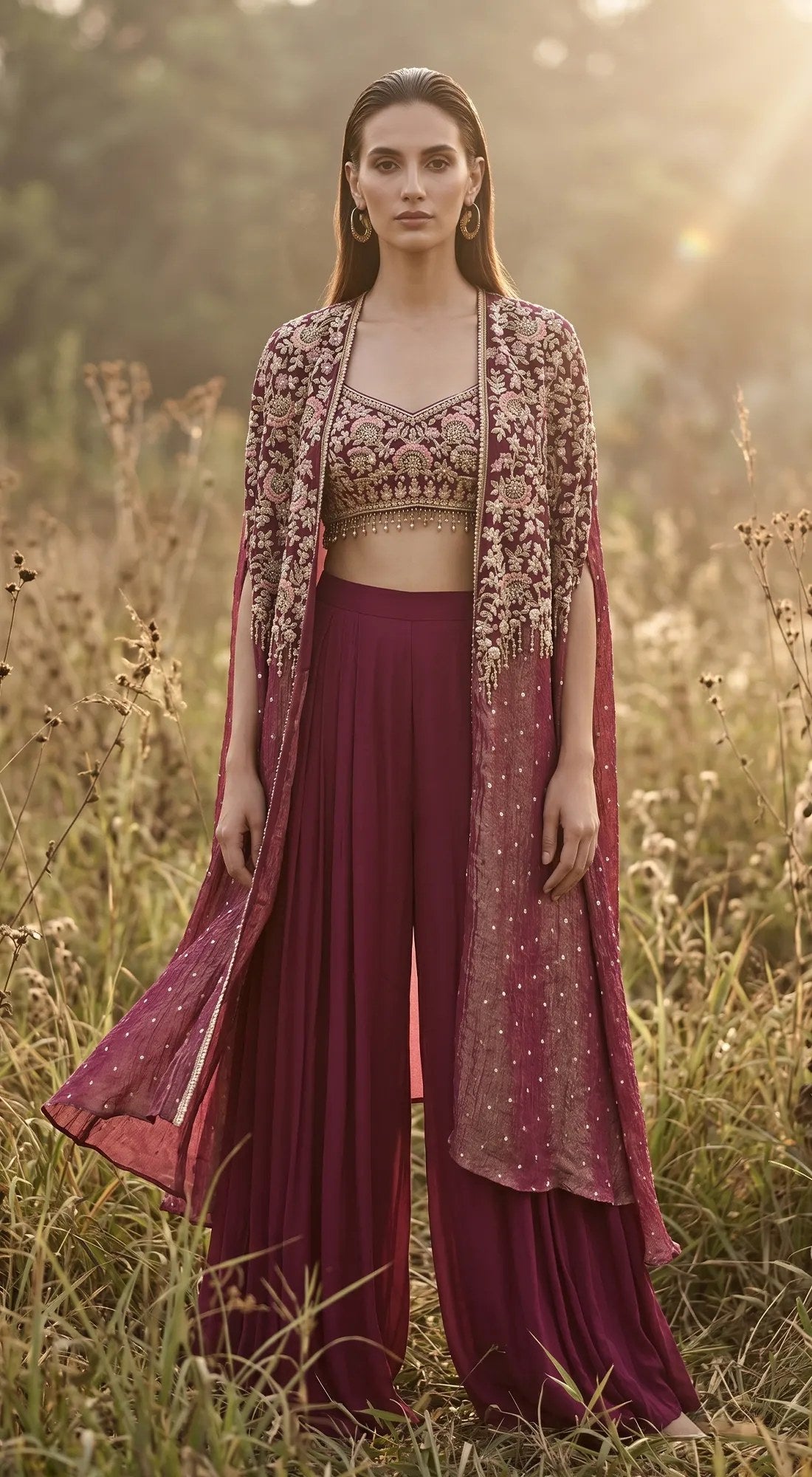 Wine Cape Palazzo Set
