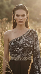 Black Printed Cape Jumpsuit