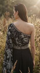 Black Printed Cape Jumpsuit