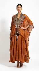 Rust Embroidered Kaftan Set
