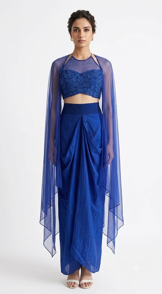 Royal Blue Cape Co-ord Set