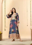 Navy Floral Long Dress