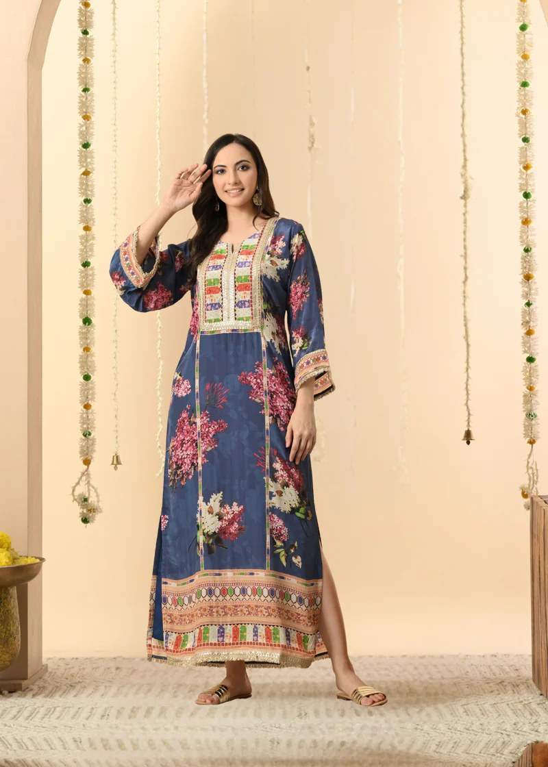 Navy Floral Long Dress