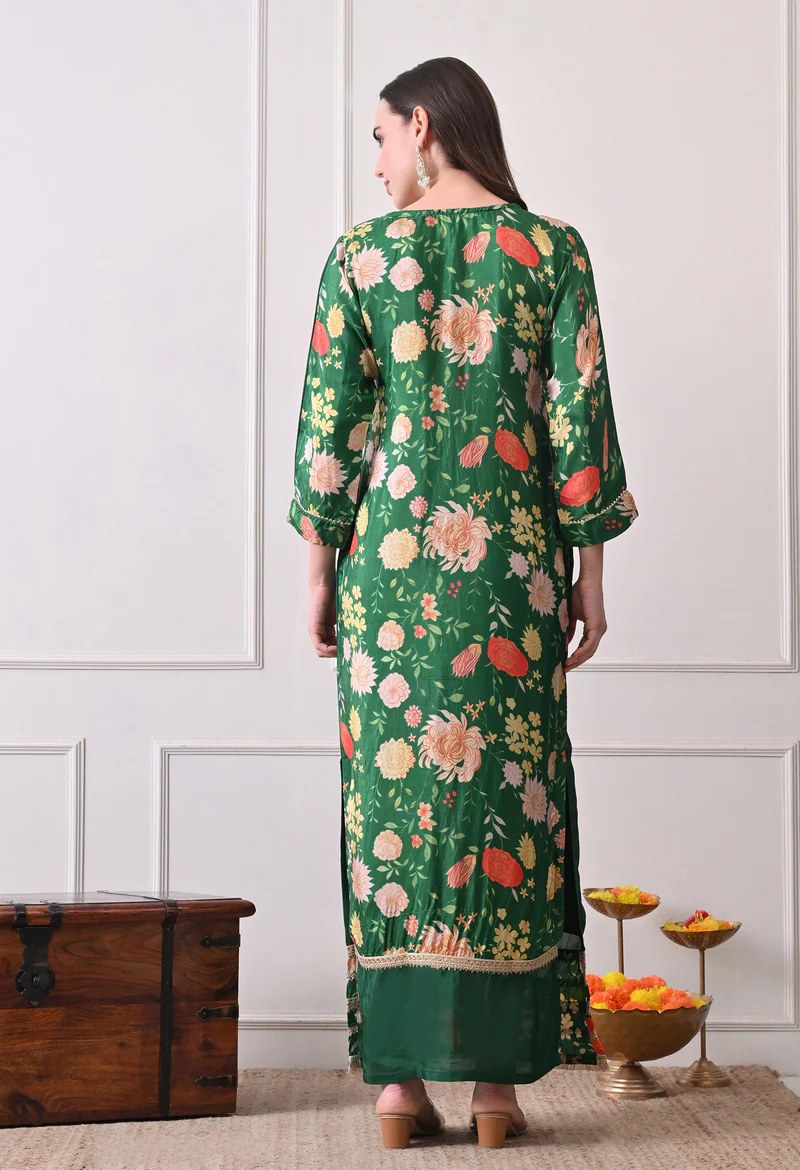 Green Floral Long Dress