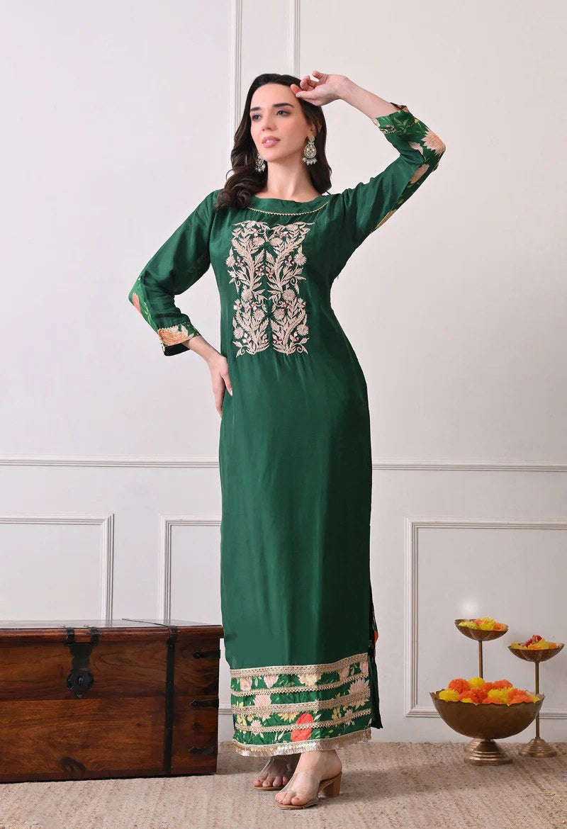 Green Floral Long Dress