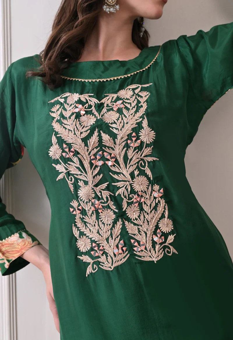 Green Floral Long Dress