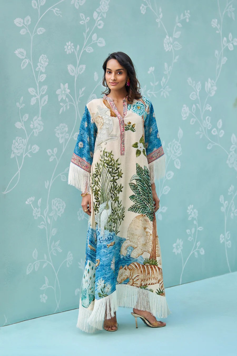 Ivory Printed Long Dress