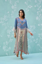 Blue Printed Long Dress
